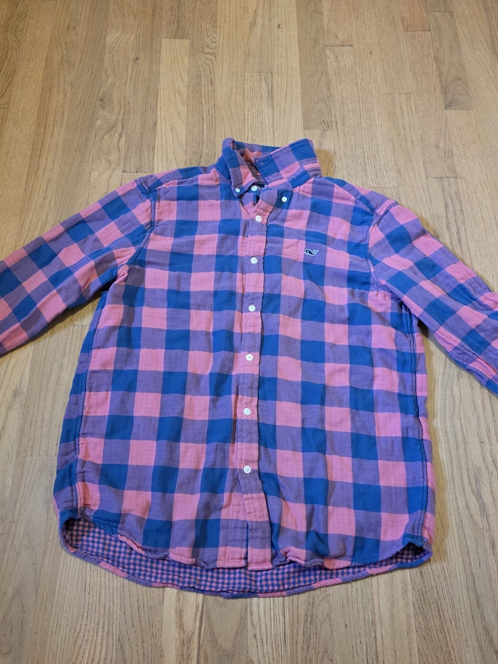 Vineyard Vines Men's Button-Down Plaid Shirt - Pink & Blue Size L